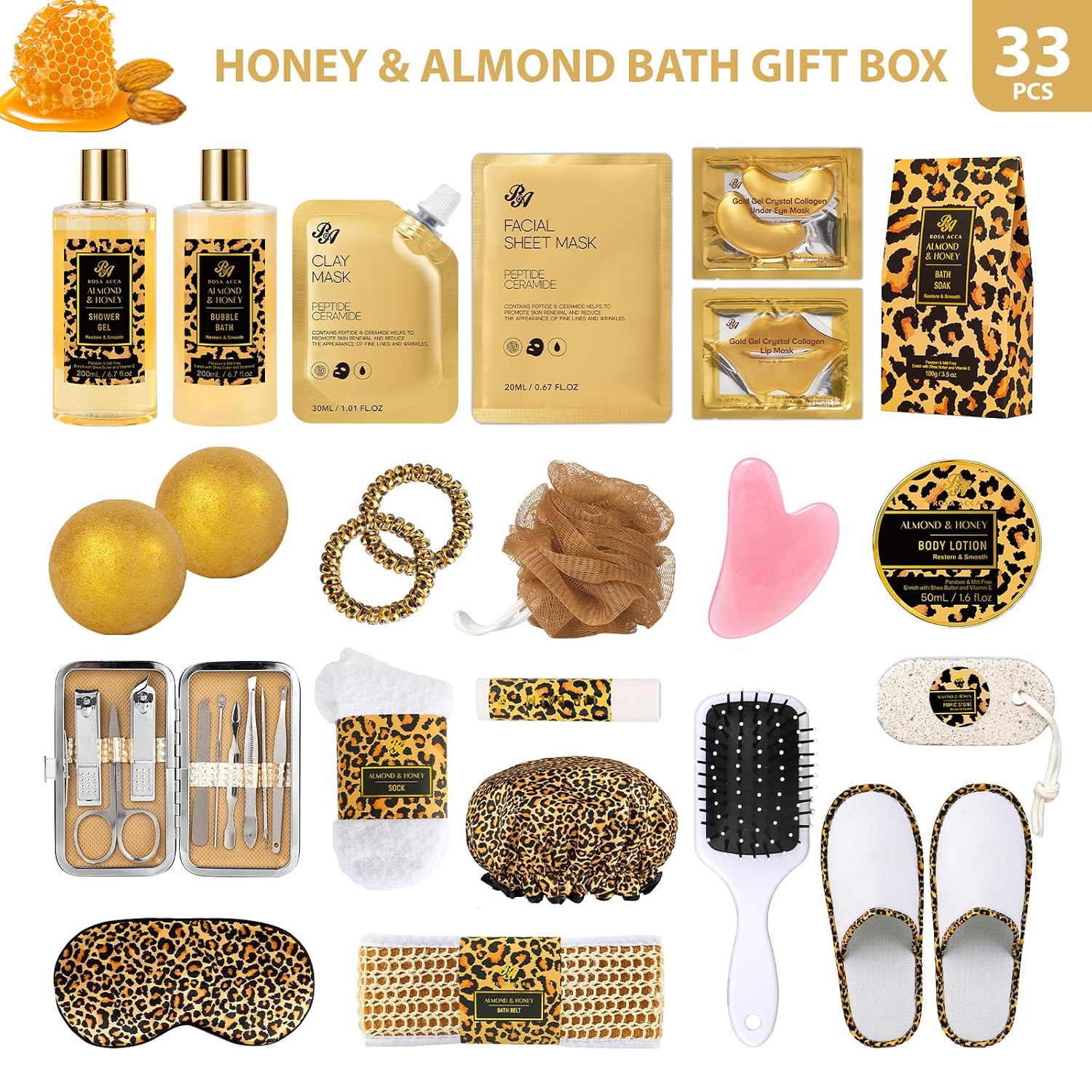 Mother's Day Gifts for Mom, 33 Pcs XXL Leopard Bath and Body Gifts Basket Set for Women, Hydrating Skin Care Set, Self Care Gifts Kit, Birthday, Home Spa Gift Set for Women, Christmas, Anniversary - Image 2