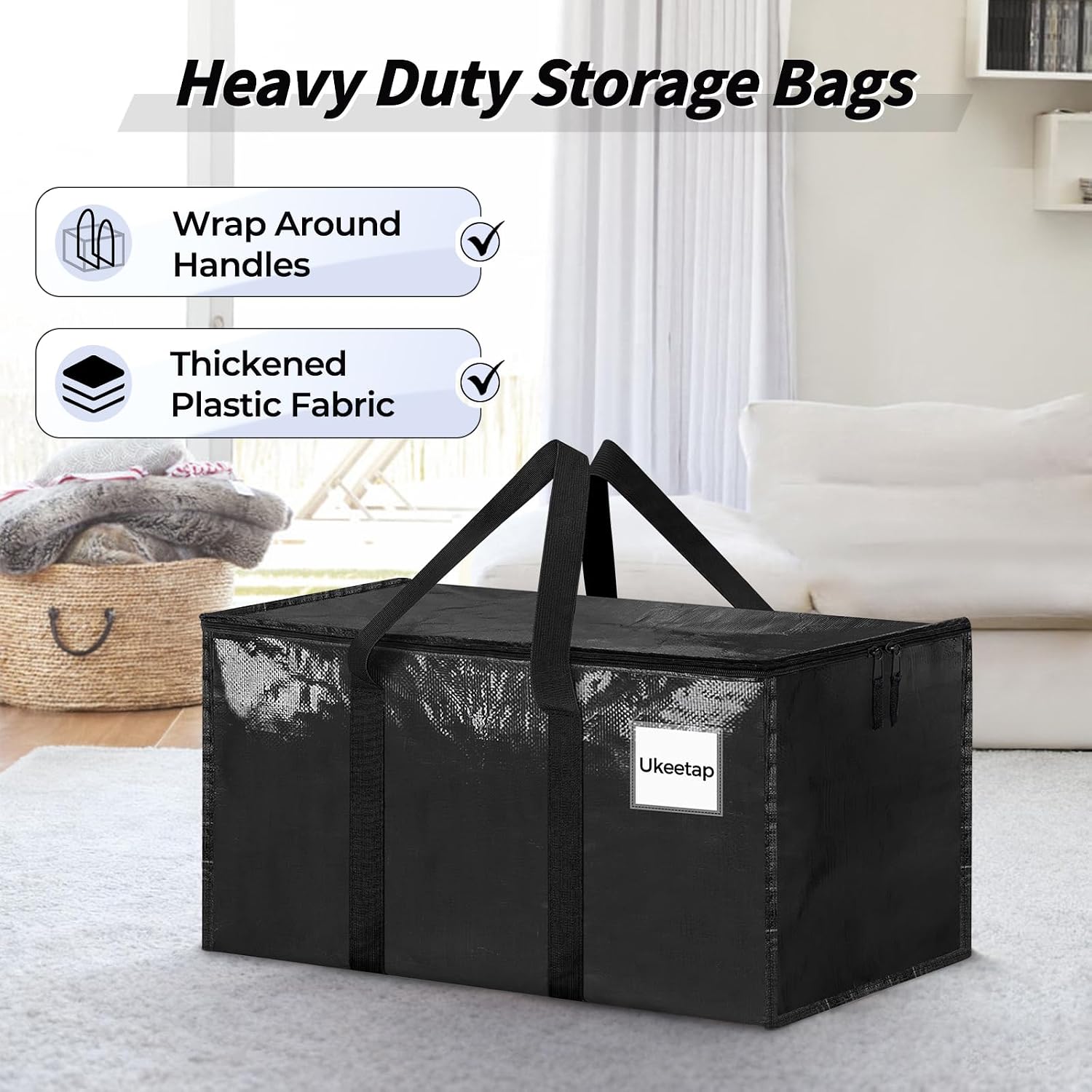 ukeetap 16 Pack Extra Large Clothes Storage Bins with Lids, Black - Image 4