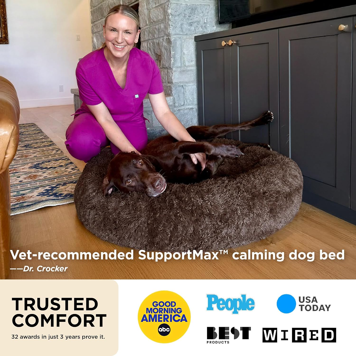 Bedsure SupportMax® Calming Dog Beds Large Sized Dog Washable Pet Bed,36in - Image 2