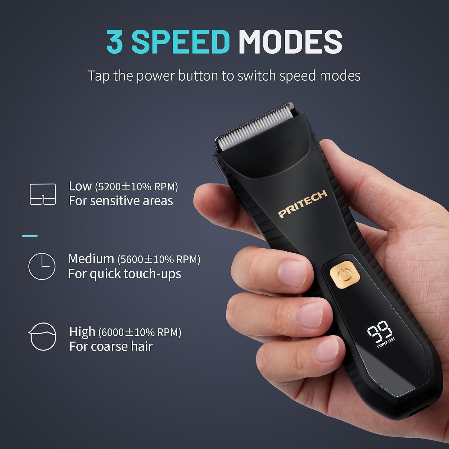 PRITECH Manscape Body Hair Trimmer - Waterproof Pubic Hair Ball Trimmer, Ceramic Blade Shavers Electric Razors for Men with USB-C Charging, Wet/Dry Use, Nick-Free Mens Grooming Kits, Gifts for Men - Image 7