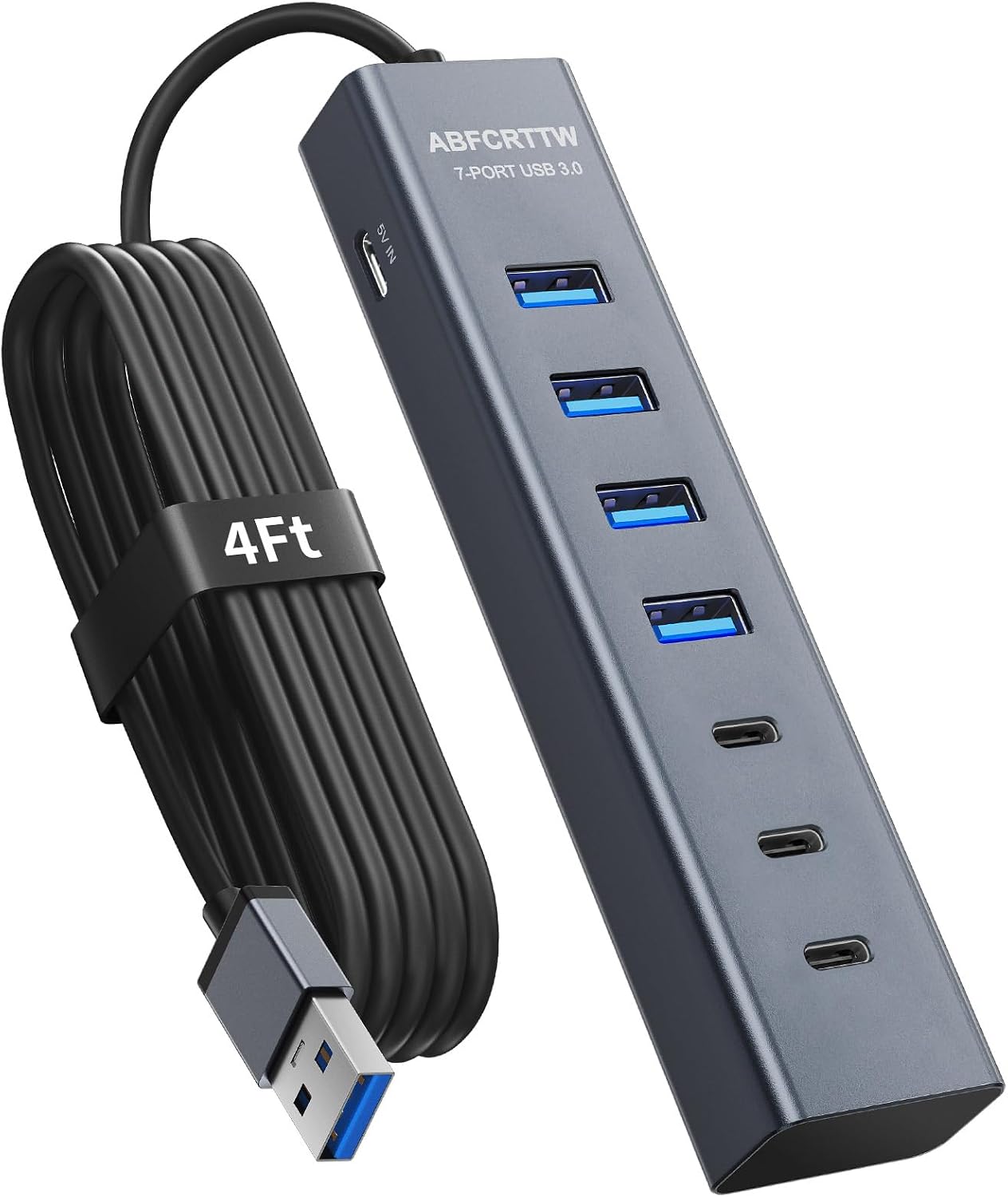 4FT 7-Port USB Hub 3.0 for Desktop,...