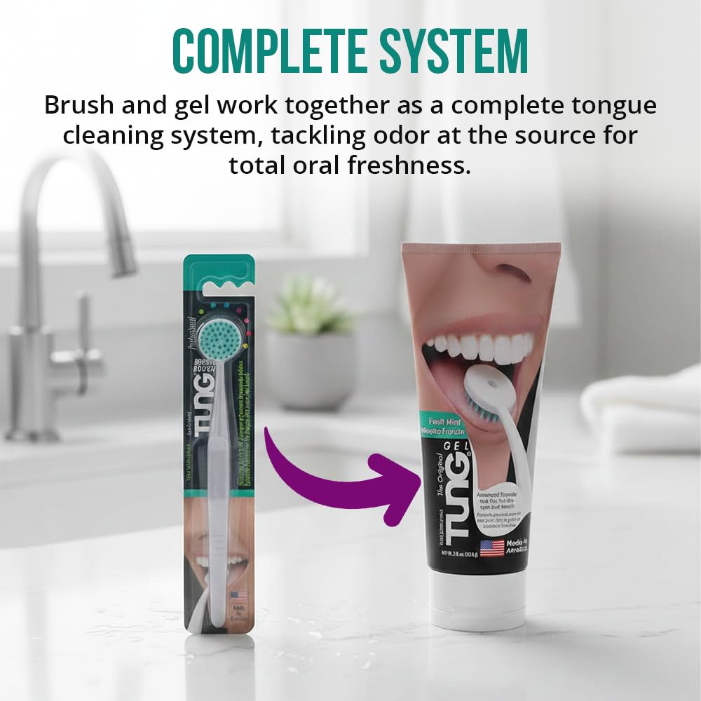 Tung Tongue Cleaning Kit with Brush & Gel for Fresh Breath, USA Made - Image 7