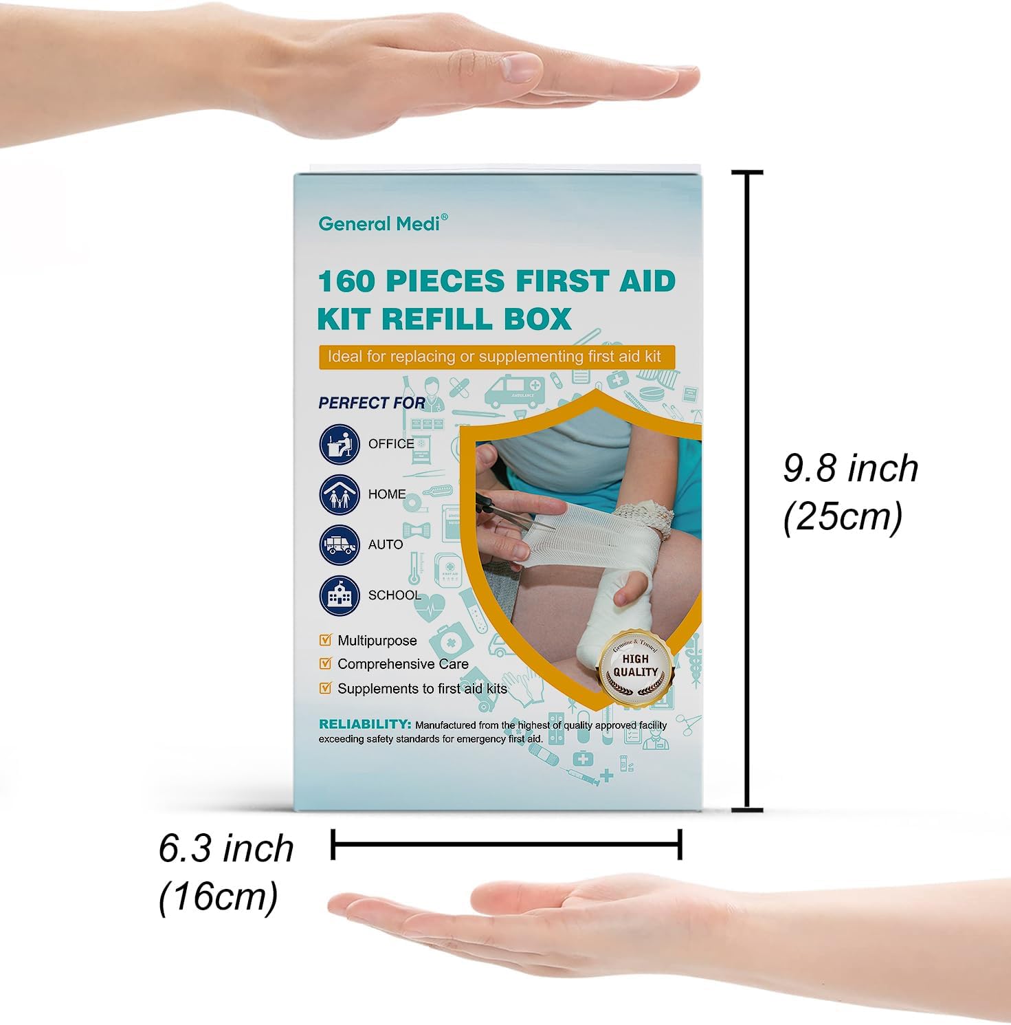 General Medi 160 Piece First Aid Kit Bag Refill Kit - Includes Instant Cold Pack, Bandages,Emergency Blanket, Moleskin Pad, Gauze - Extra Replacement Medical Supplies for First Aid - Image 2