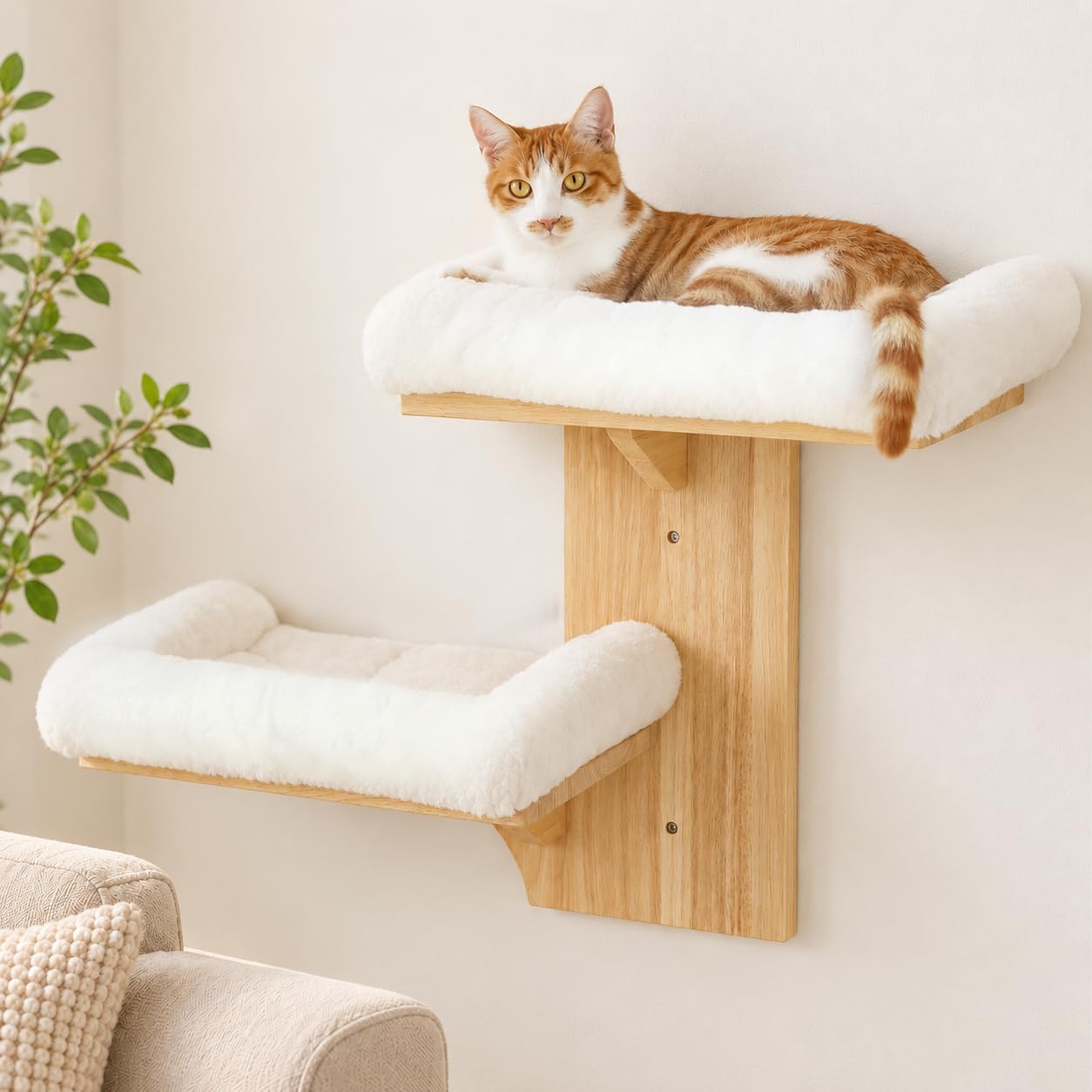 FUKUMARU Cat Wall Shelves, 2 Platfo...