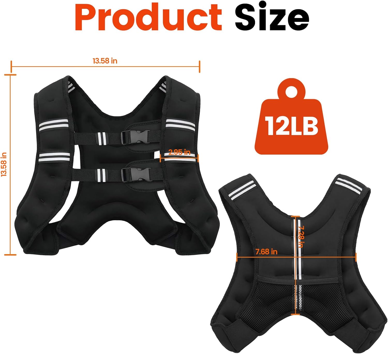 Poudee Weighted Vest, 6lb/8lb/10lb/12lb/16lb/20lb/25lb/30lb Weight Vest for Men Women, Body Weight Vests Adjustable with Reflective Stripe for Strength Training, Running, Workout, Jogging, Walking - Image 5
