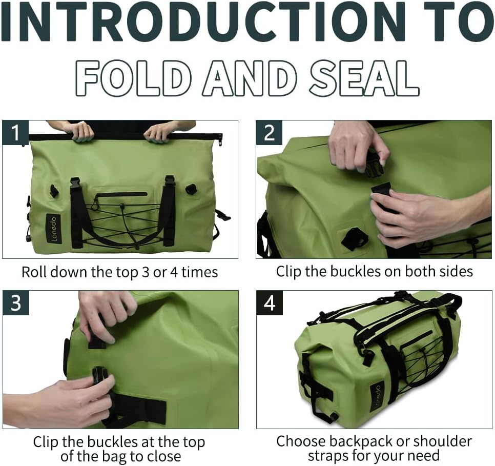 80L Dry Bag Large Waterproof Bag Roll-Top Heavy Duty Fishing Duffel Bag with Durable Straps & Handles for Kayaking Paddle boarding Boating Rafting Fishing Canoeing Camping - Image 6