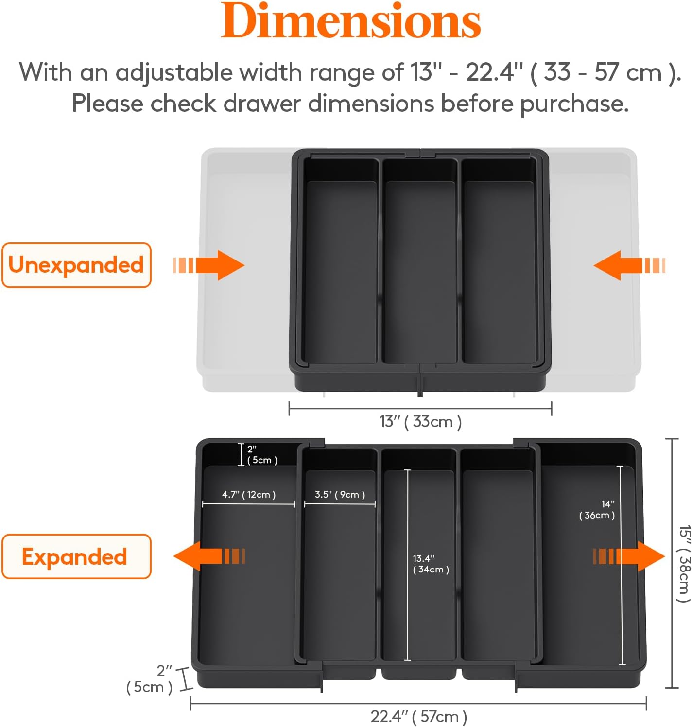 Lifewit Utensil Organizer for Kitchen Drawers, Expandable Utensil Tray - Image 2