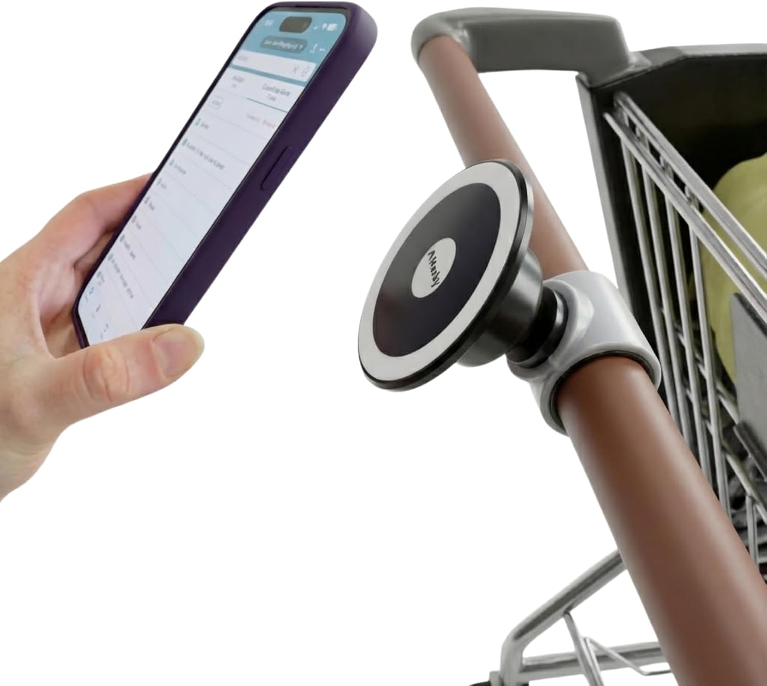 Maxby Shopping Cart Phone Holder, Magnetic Mount for Grocery Shopping