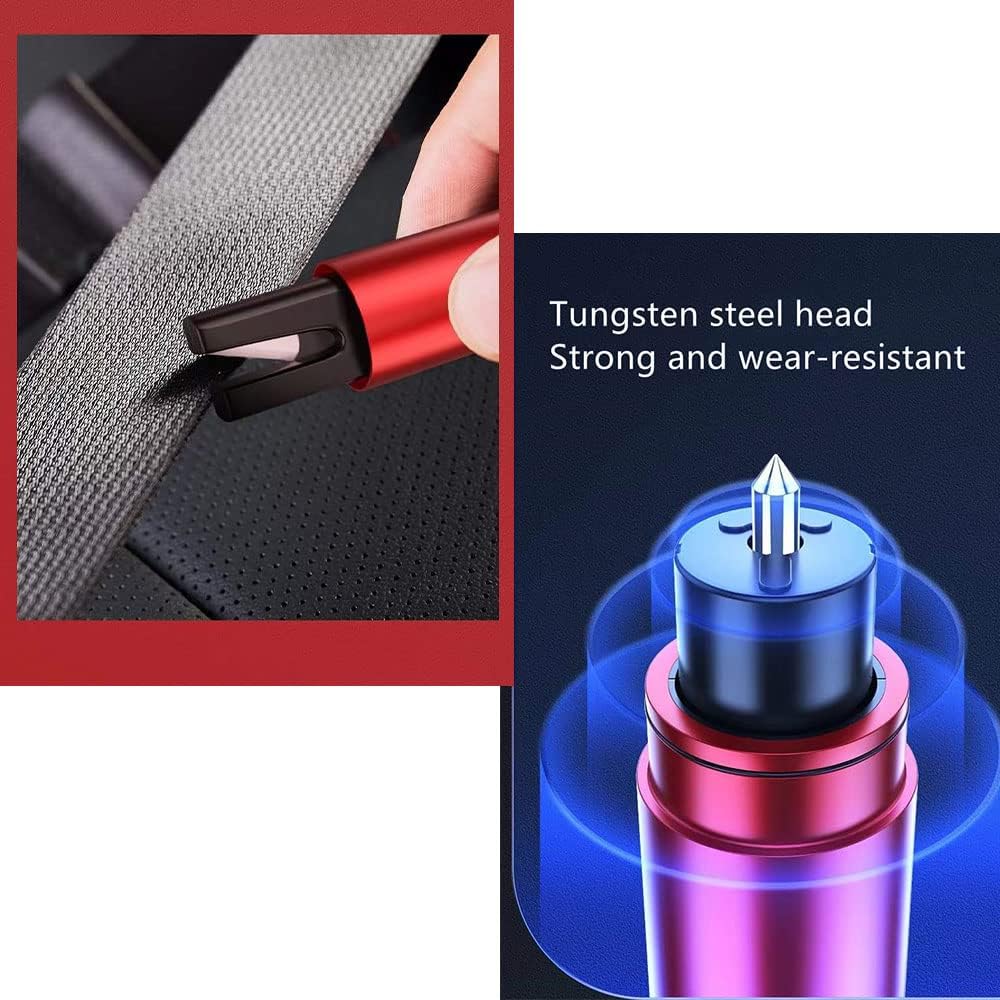 HHXS 2 Pack Car Safety Hammer Emergency Escape Tool One Second Window Breaker Seatbelt Cutter Car Glass Breaker Life-Saving Emergency Artifact-(Red+Black) - Image 4