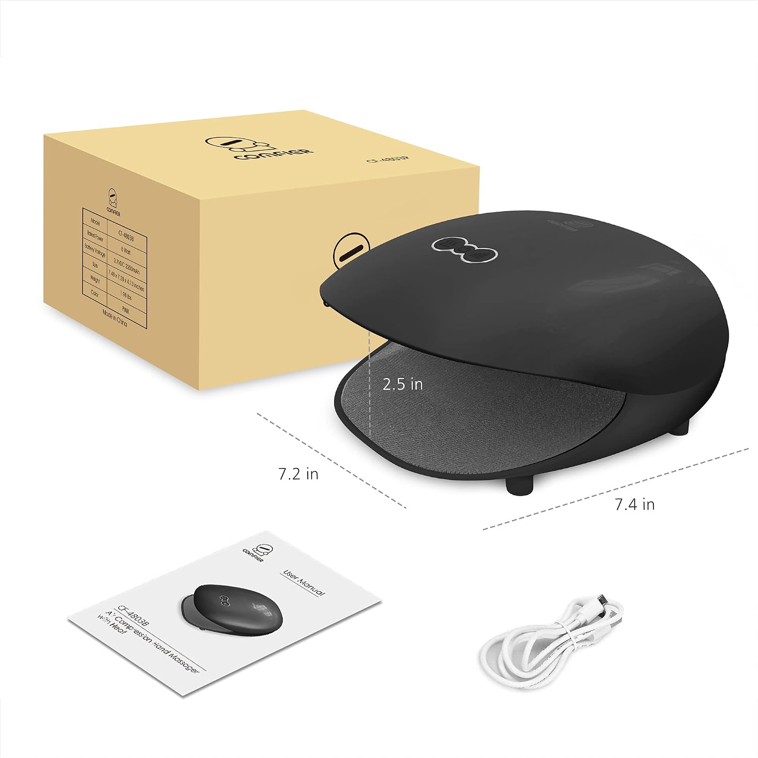 COMFIER Wireless Hand Massager with Heat -3 Levels Compression & Heating,Rechargeable Hand Massager Machine for Carpal Tunnel,【2026】Fathers Day Gift for Men(Black) - Image 9
