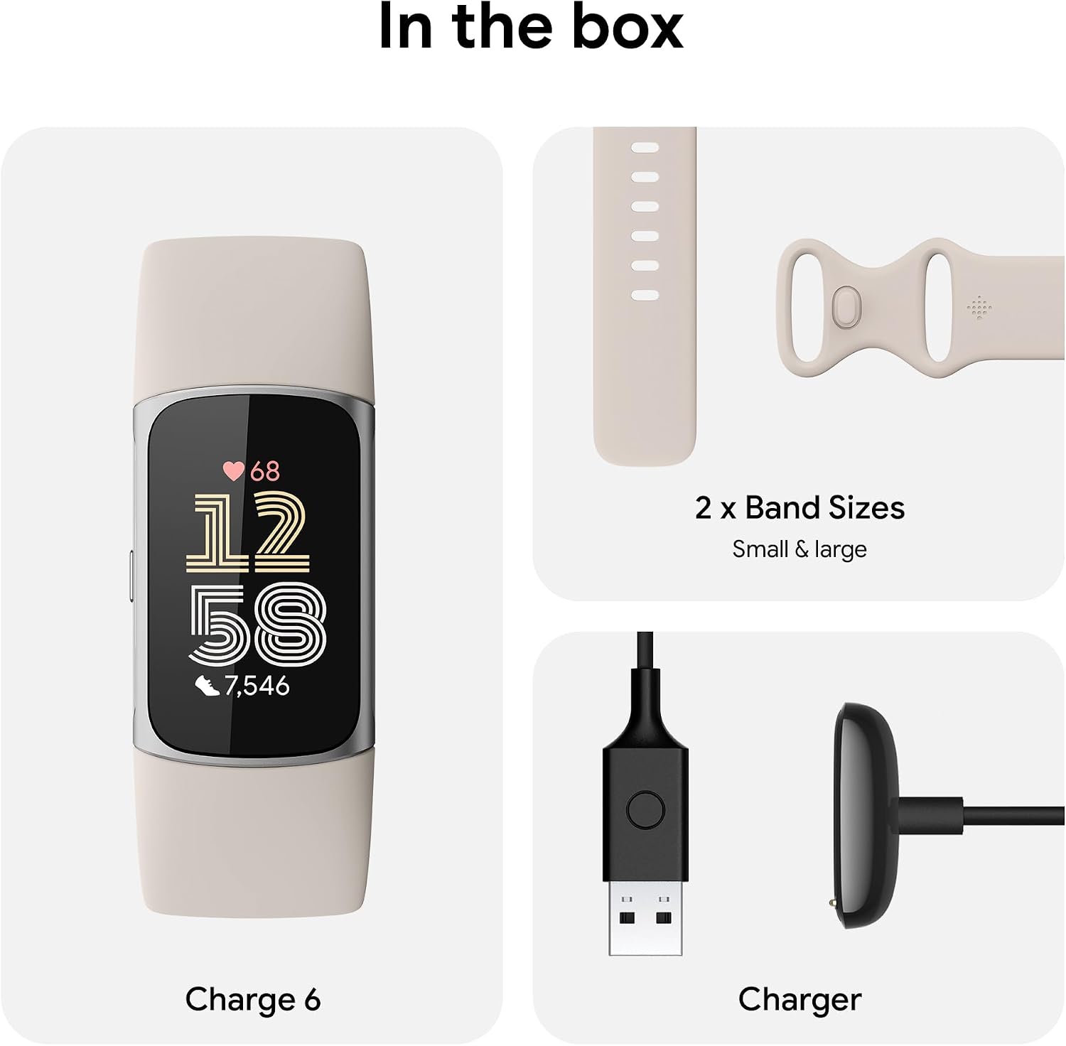 Google Fitbit Charge 6 - Fitness Tracker - Porcelain/Silver - Image 7