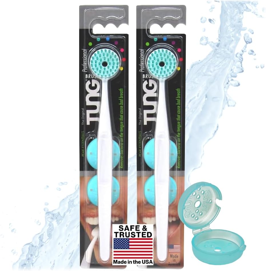 Tung Plastic Tongue Cleaning Brush, Tongue Cleaner, USA Made, 2-Pack