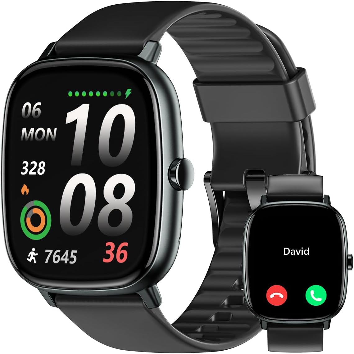 HUAKUA Smart Watch for Men Women with GPS Built-in Answer/Make Call Black
