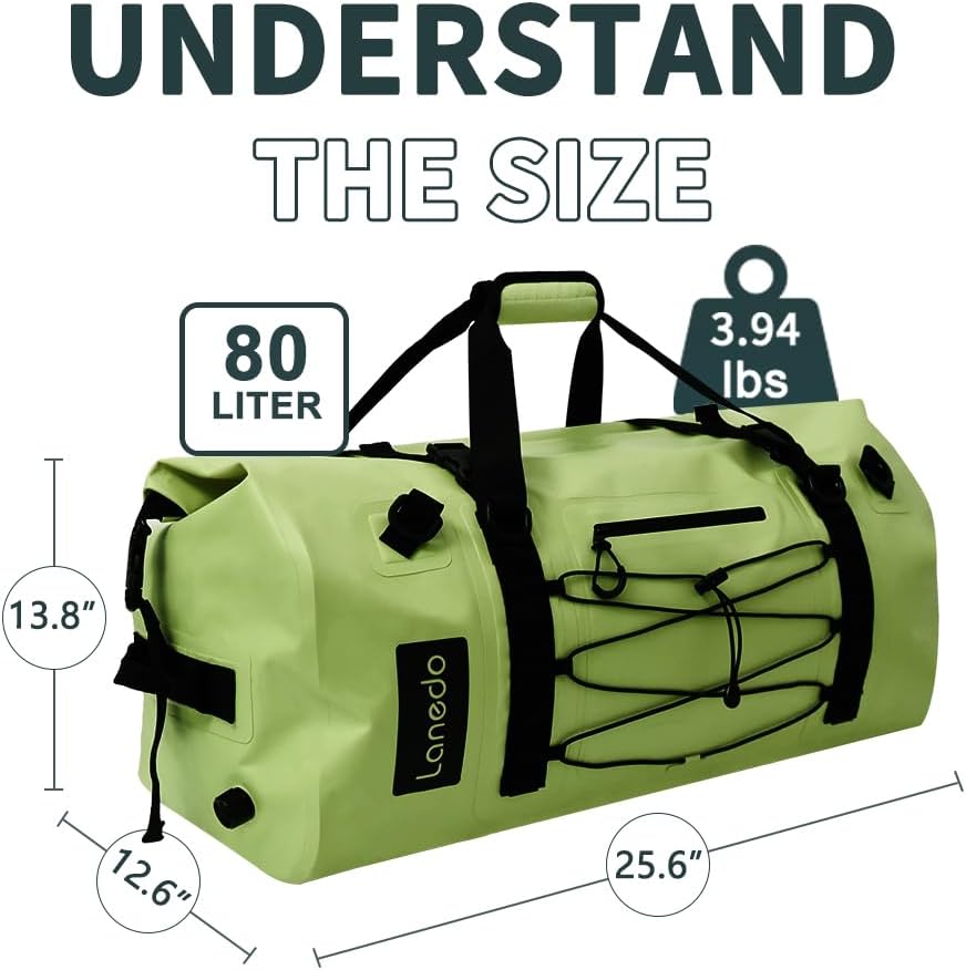 80L Dry Bag Large Waterproof Bag Roll-Top Heavy Duty Fishing Duffel Bag with Durable Straps & Handles for Kayaking Paddle boarding Boating Rafting Fishing Canoeing Camping - Image 2