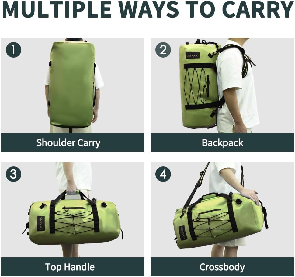 80L Dry Bag Large Waterproof Bag Roll-Top Heavy Duty Fishing Duffel Bag with Durable Straps & Handles for Kayaking Paddle boarding Boating Rafting Fishing Canoeing Camping - Image 5