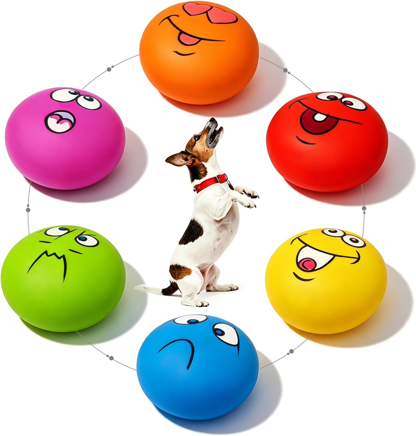 HOLYSTEED Latex Squeaky Dog Toys for Small Dogs, Mini Breed, 2.2" Flat Ball