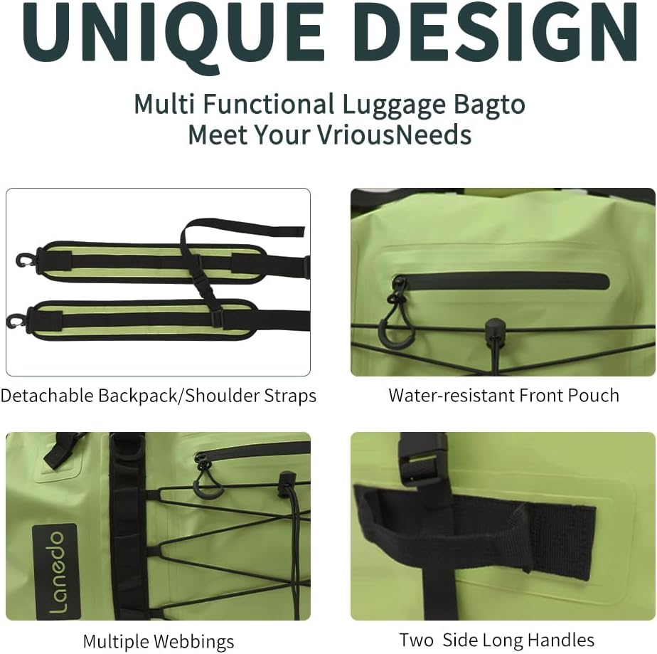 80L Dry Bag Large Waterproof Bag Roll-Top Heavy Duty Fishing Duffel Bag with Durable Straps & Handles for Kayaking Paddle boarding Boating Rafting Fishing Canoeing Camping - Image 4