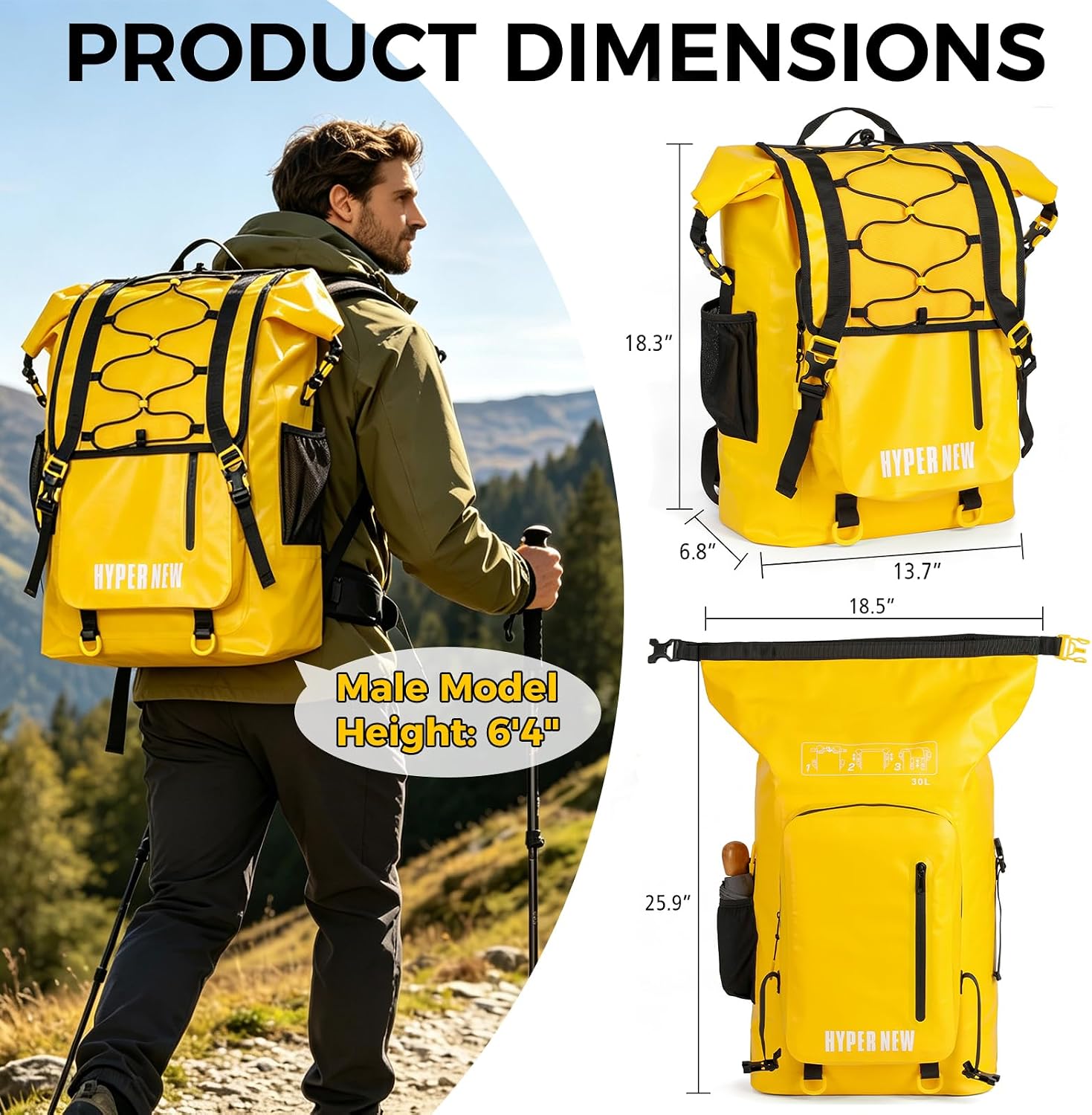 Waterproof Dry Bag Backpack 30L,Dry Backpack for Men Women Adults Teens, Kayaking Boating Hiking Camping Rafting Fishing Travel Outdoor Enthusiasts - Image 8