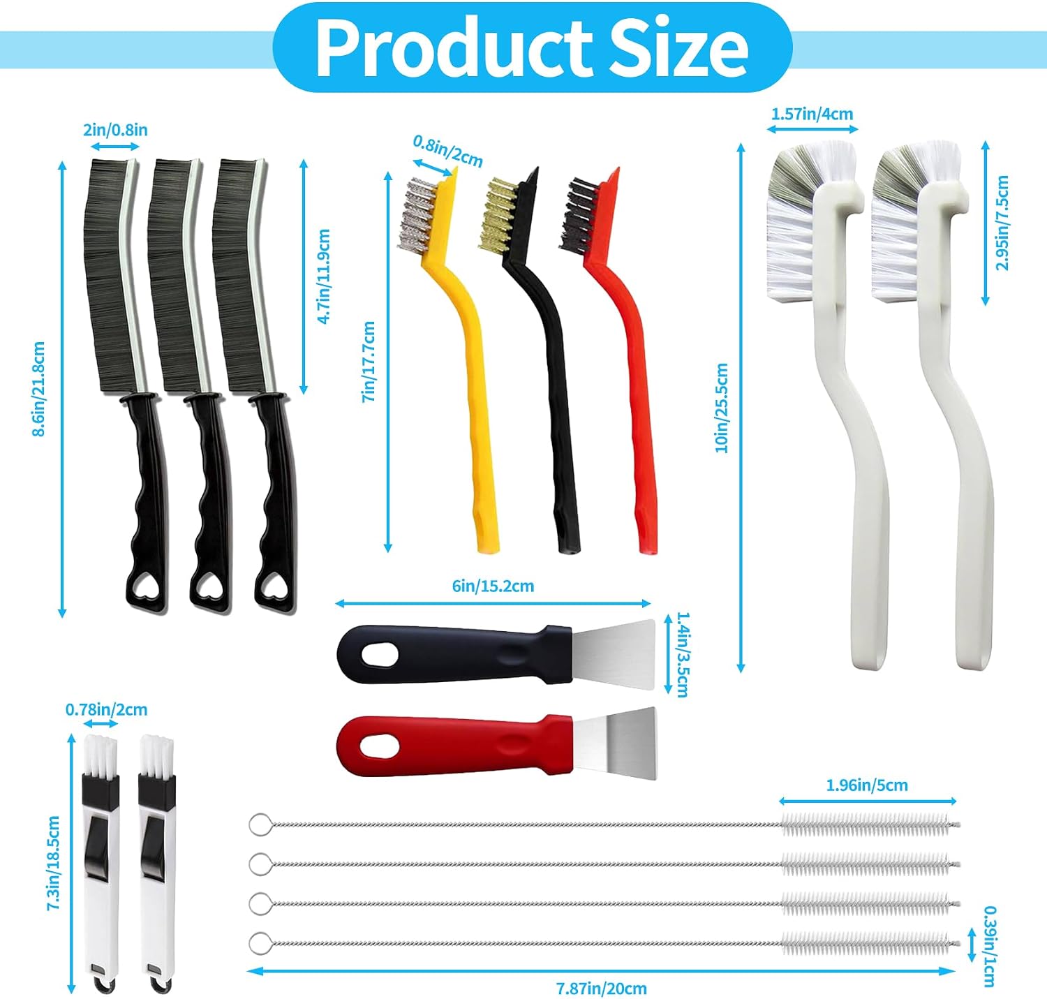 16Pcs Crevice Cleaning Brush Set, Hard Bristle Scrub Brushes for Gaps - Image 7