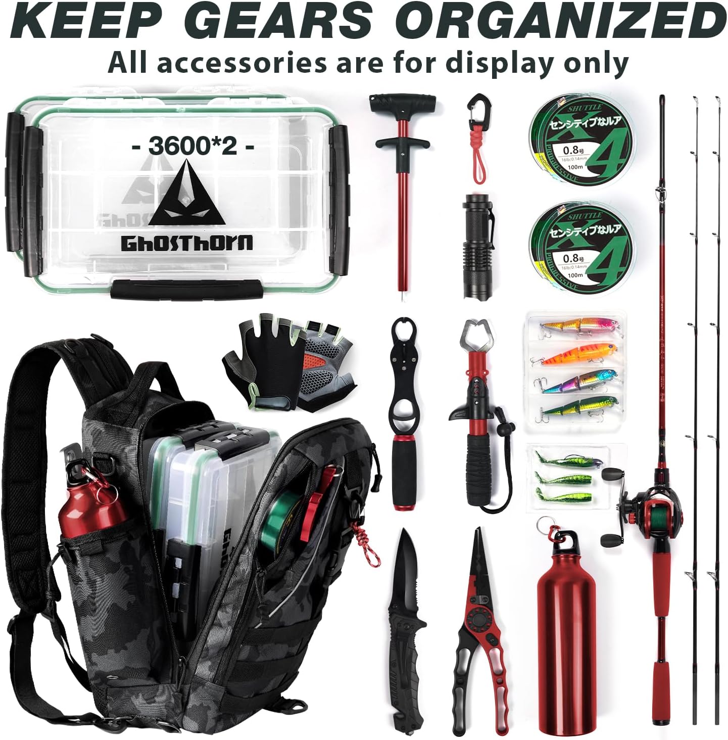 Ghosthorn Fishing Backpack with Rod Holder, Tackle Storage Bag Lightweight - Image 4