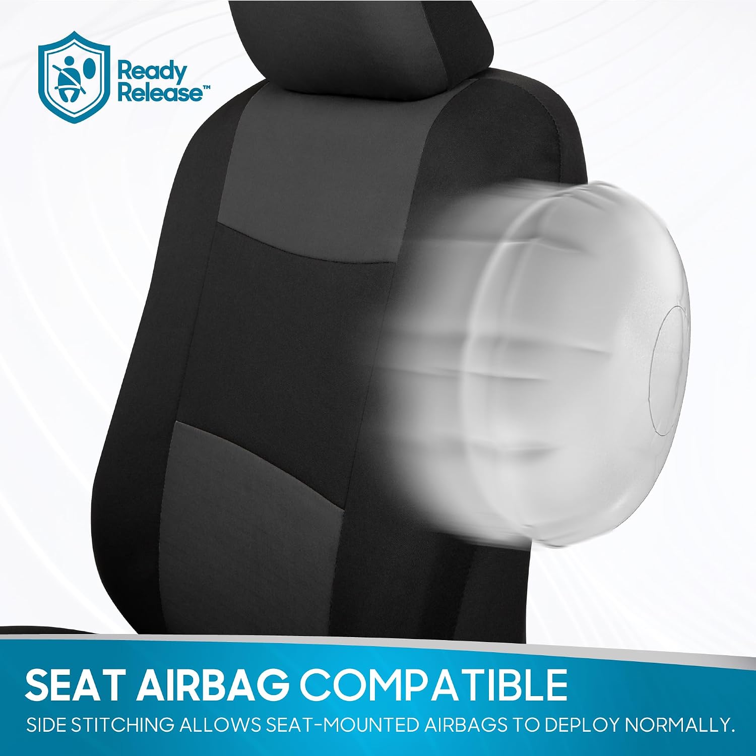 BDK PolyPro Car Seat Covers Full Set in Charcoal on Black – Front and Rear Split Bench for Cars, Easy to Install Cover Set, Accessories Auto Trucks Van SUV - Image 11