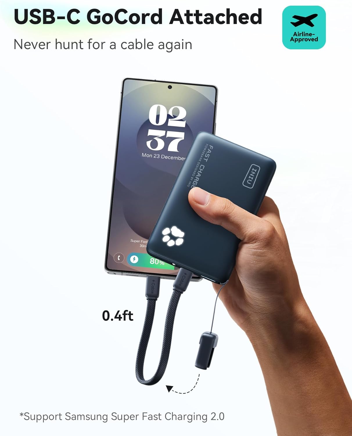 INIU 10000mAh 45W Fast Charging Portable Charger, Smaller Travel Power Bank - Image 4