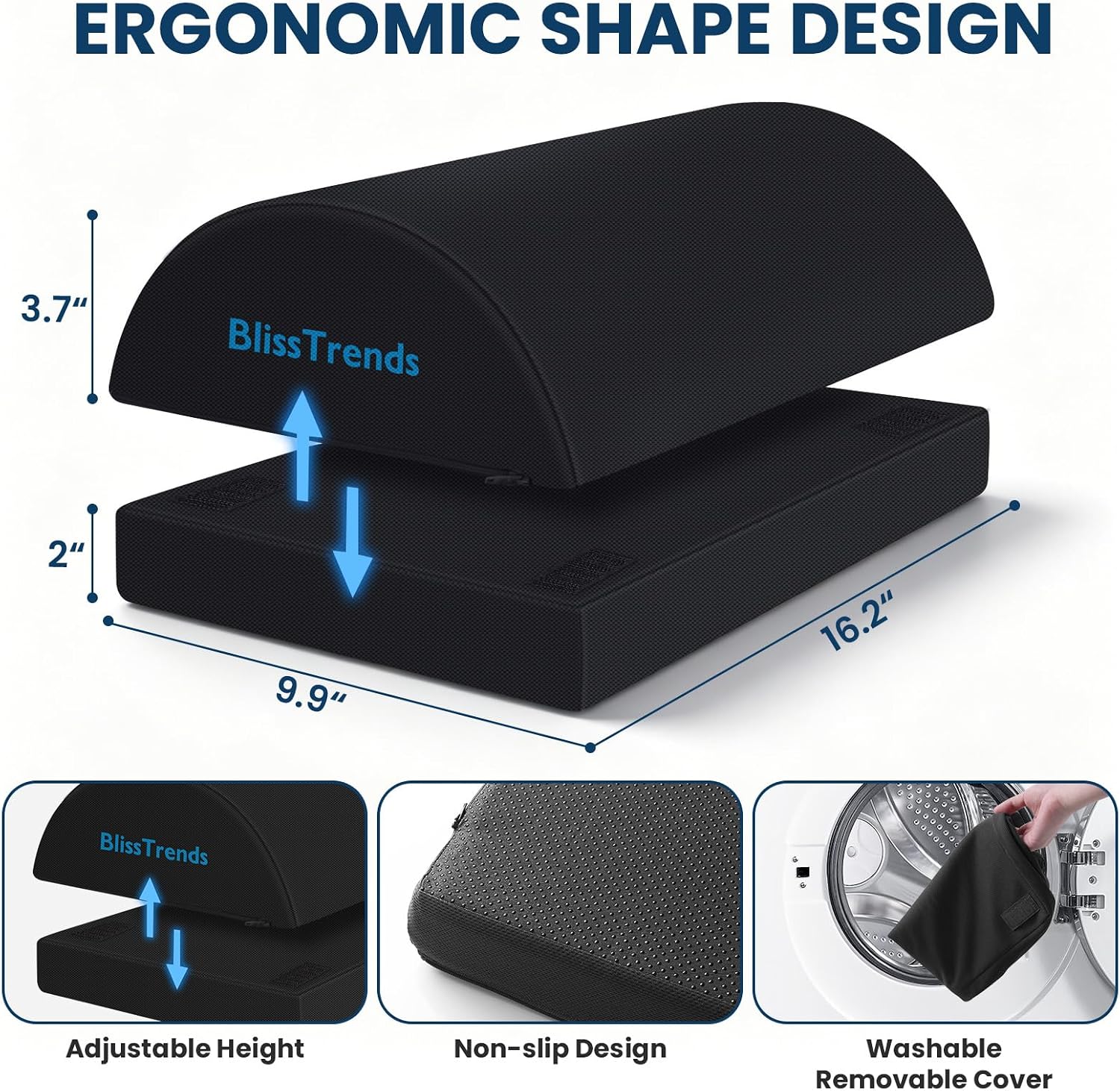BlissTrends Foot Rest Under Desk, Foot Stool with 2 Adjustable Heights - Image 2