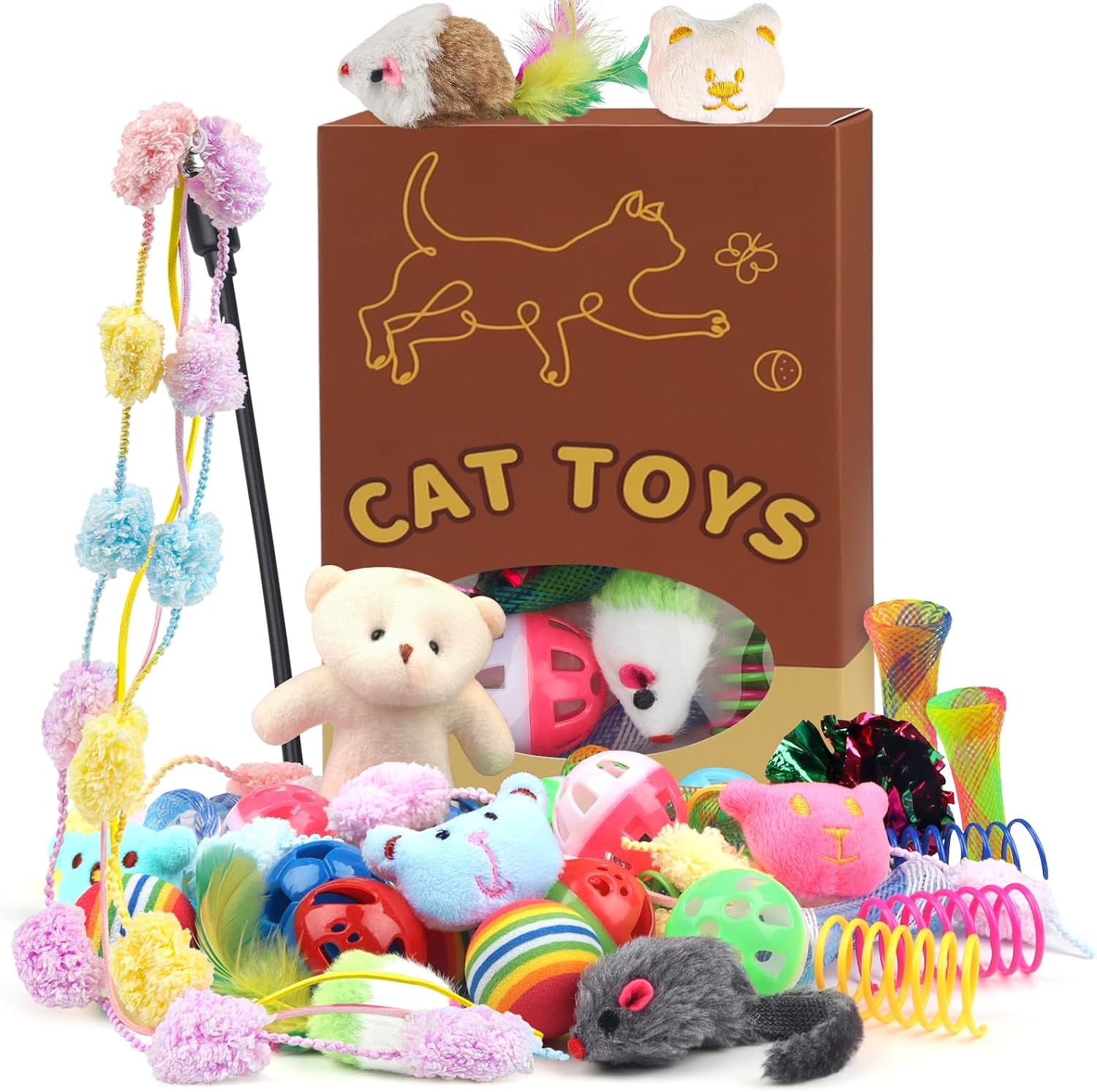QUOZUO 30 Pcs Cat Toy Kitten Toys S...