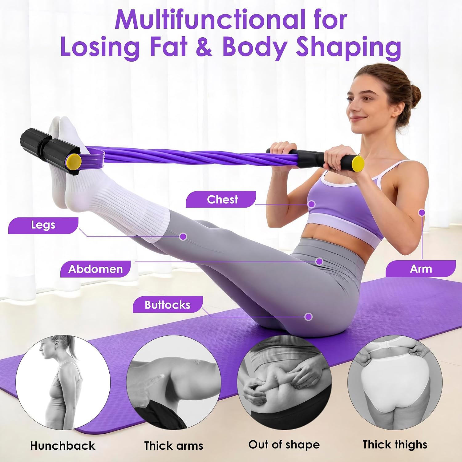 Pedal Resistance Band with Handle, Foot Pedal Resistance Band for Women, Multifunction Exercise Bands for Home Gym Full Body & Working Out - Image 5