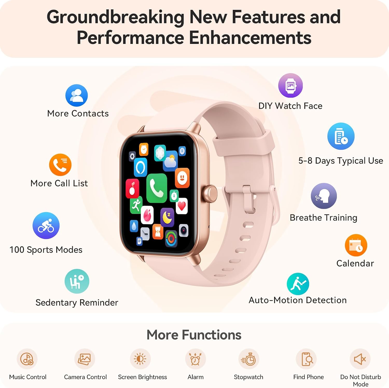 Smart Watch for Women Android & iPhone, Alexa Built-in, IP68 Waterproof Activity Fitness Tracker with Bluetooth Call (Answer/Make), 1.8" Smartwatch with Heart Rate/SpO2/Sleep Monitor, 100+ Sports Mode - Image 5