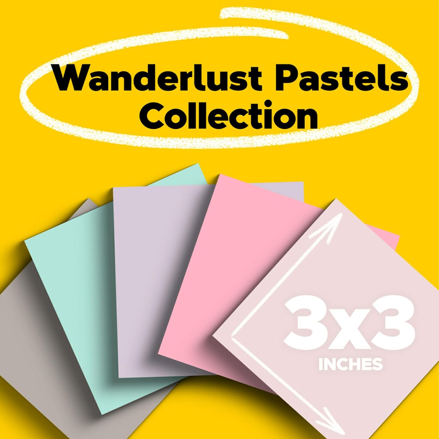 Post-it 100% Recycled Super Sticky Notes, 3 x 3 in, Pastels, 5 Pads - Image 2
