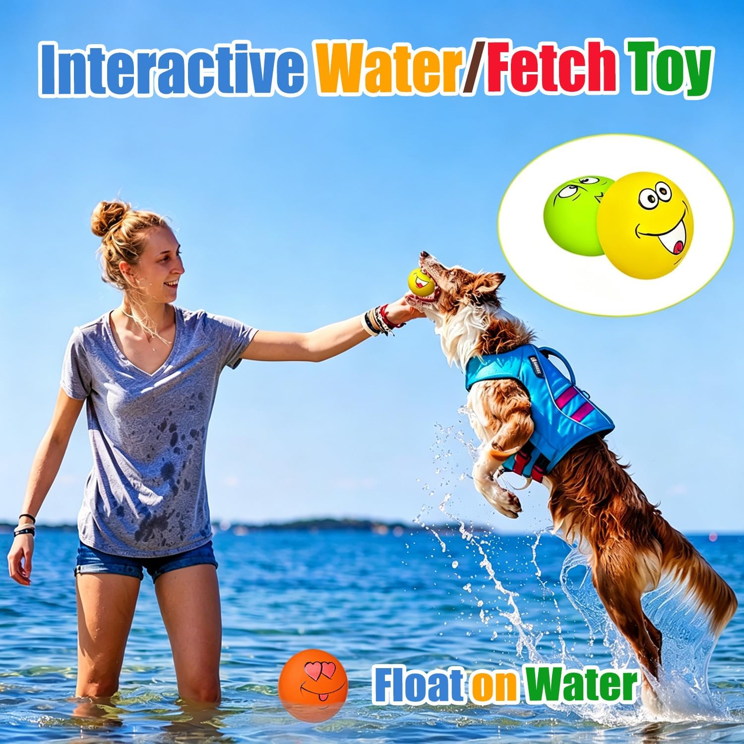 HOLYSTEED Latex Squeaky Dog Toys for Small Dogs, Mini Breed, 2.2" Flat Ball - Image 7