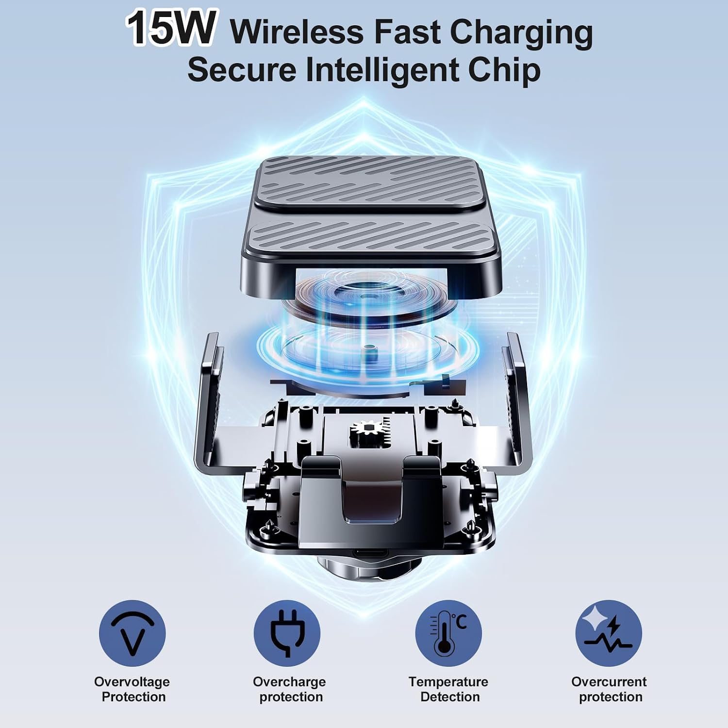 3 in 1 Wireless Car Charger, Phone Holders for Your Car 15W Fast Charging Auto Clamping, Car Phone Mount for iPhone 17 16 15 14 13 Mini Pro Max XR, Samsung Galaxy S25 Ultra S24 S23 S22 S21 - Image 4