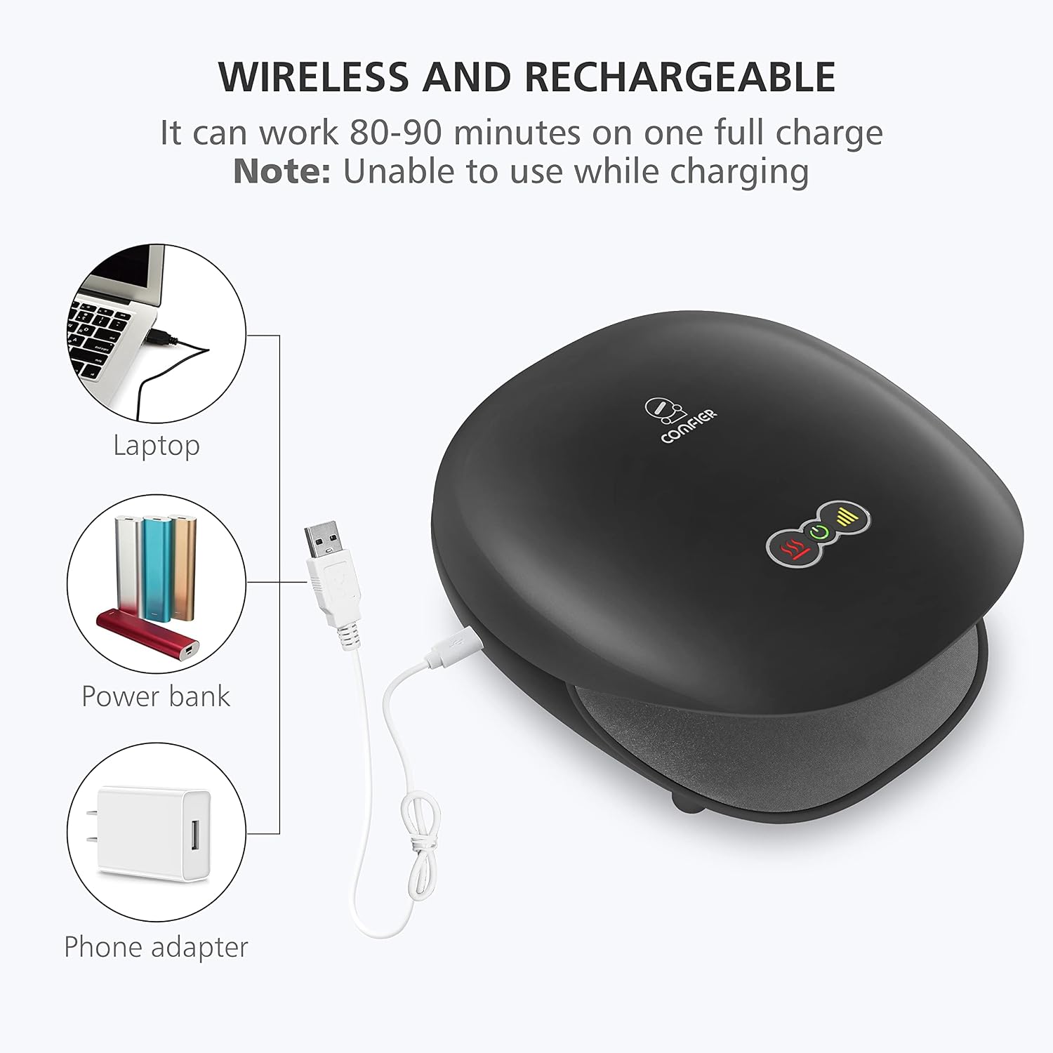 COMFIER Wireless Hand Massager with Heat -3 Levels Compression & Heating,Rechargeable Hand Massager Machine for Carpal Tunnel,【2026】Fathers Day Gift for Men(Black) - Image 6