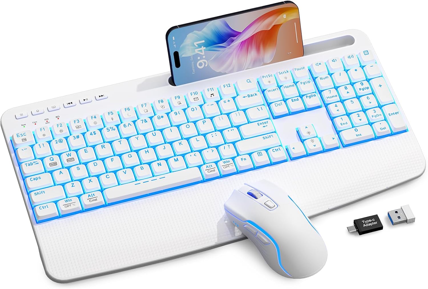 White Keyboard and Mouse Wireless C...