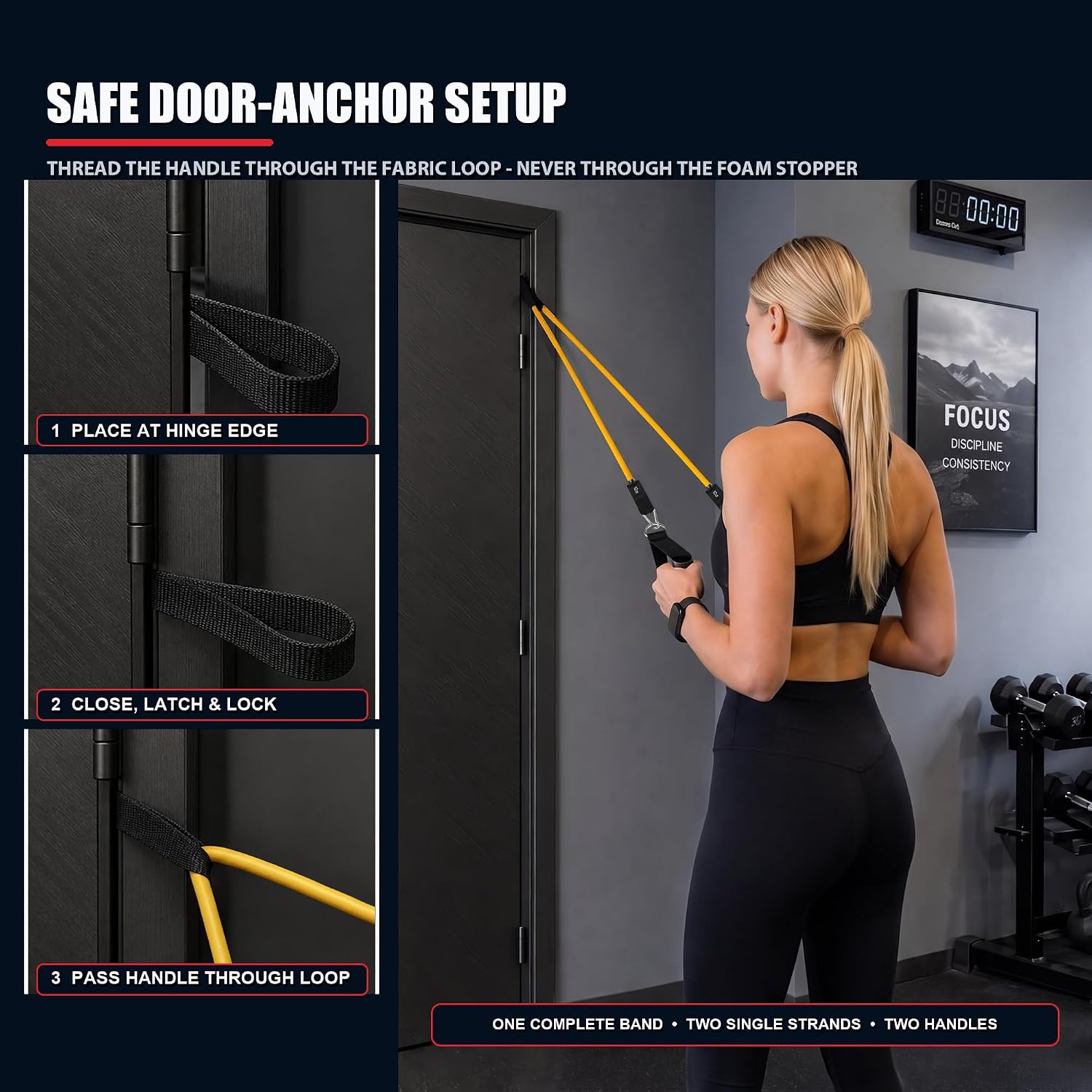 WHATAFIT Resistance Bands with Handles, 150 lb Exercise Bands Set - Image 6