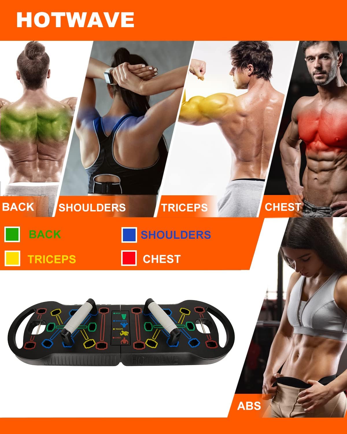 HOTWAVE Push Up Board, Portable PushUp Board, Foldable 20 in 1 Push Up Bar - Image 2