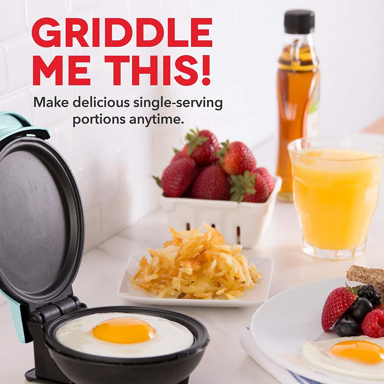 Dash Mini Maker Griddle, 4 Inch Nonstick Cooking Surface, Aqua - Image 2