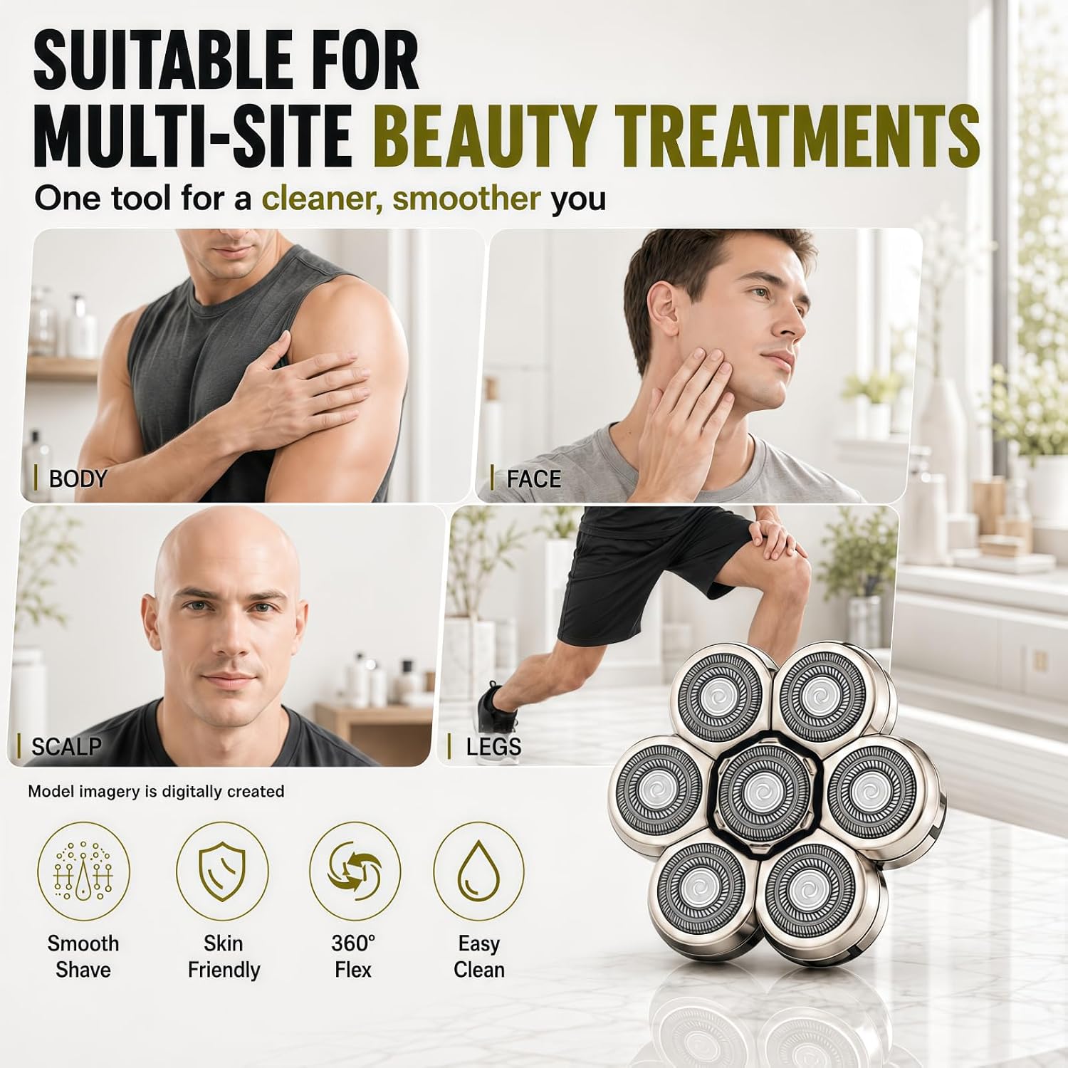 1 Pack Silver 7D Floating Replacement Shaver Heads Foil for Bald Head&Face - Image 5