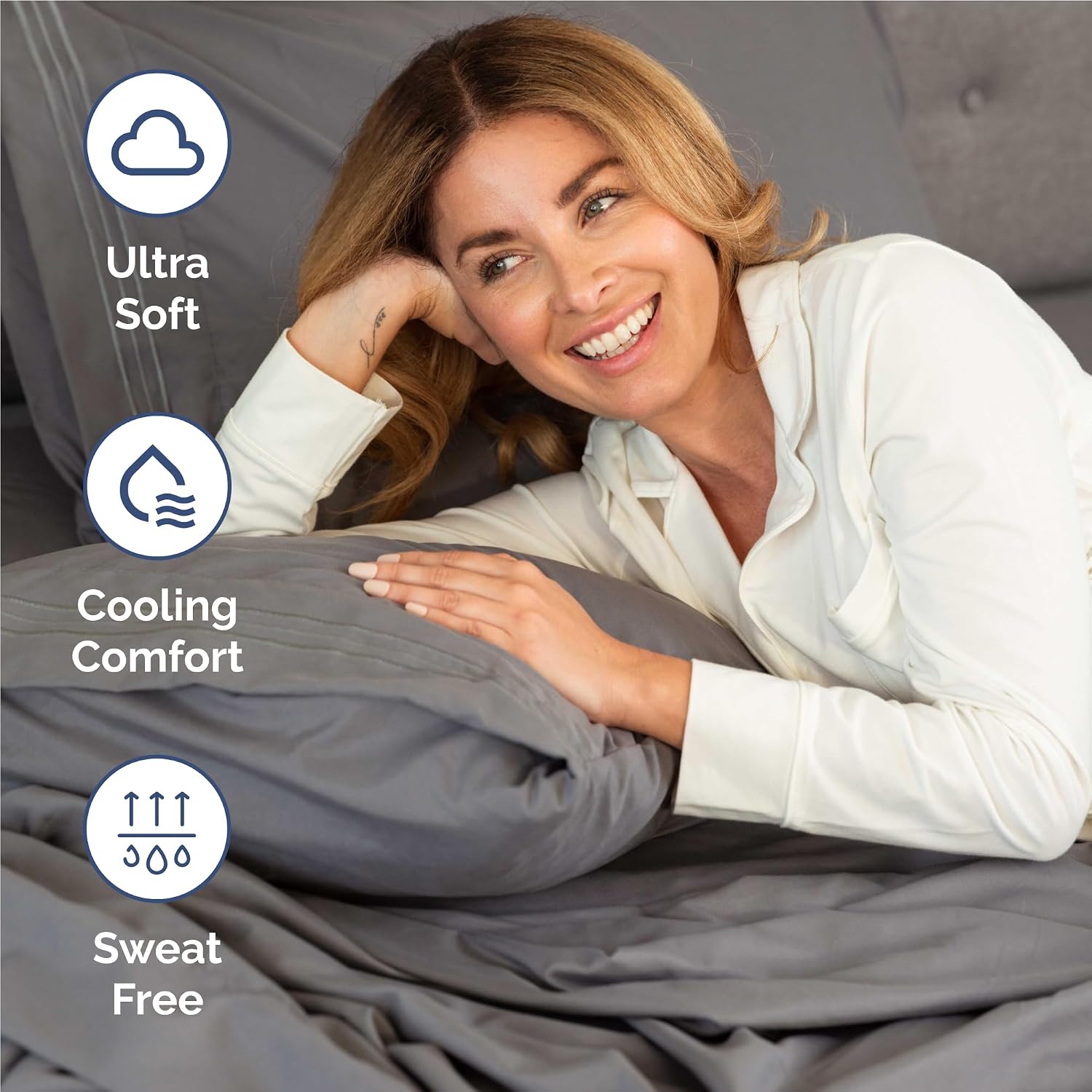 Full Size 4 Piece Sheet Set - Comfy Breathable & Cooling Sheets - Dark Grey - Image 4