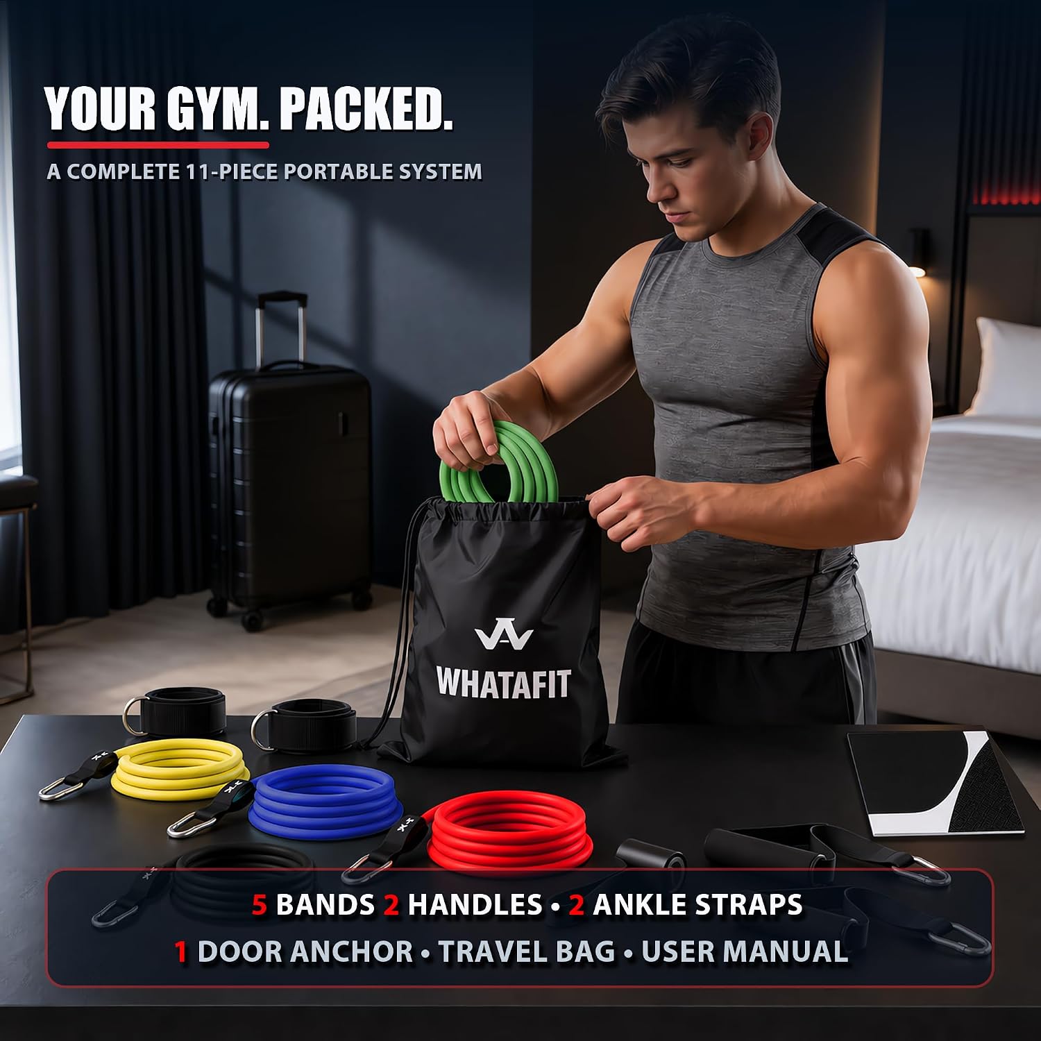 WHATAFIT Resistance Bands with Handles, 150 lb Exercise Bands Set - Image 10
