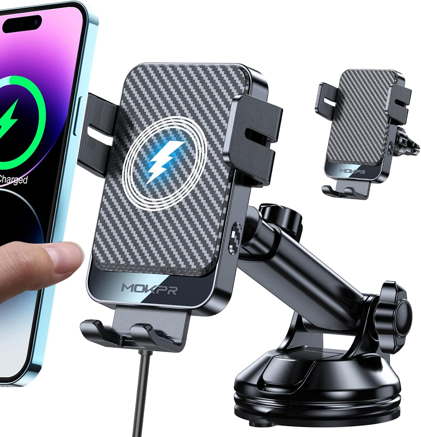 Wireless Car Charger 15W Fast Charging Dash Windshield Vent Car Mount