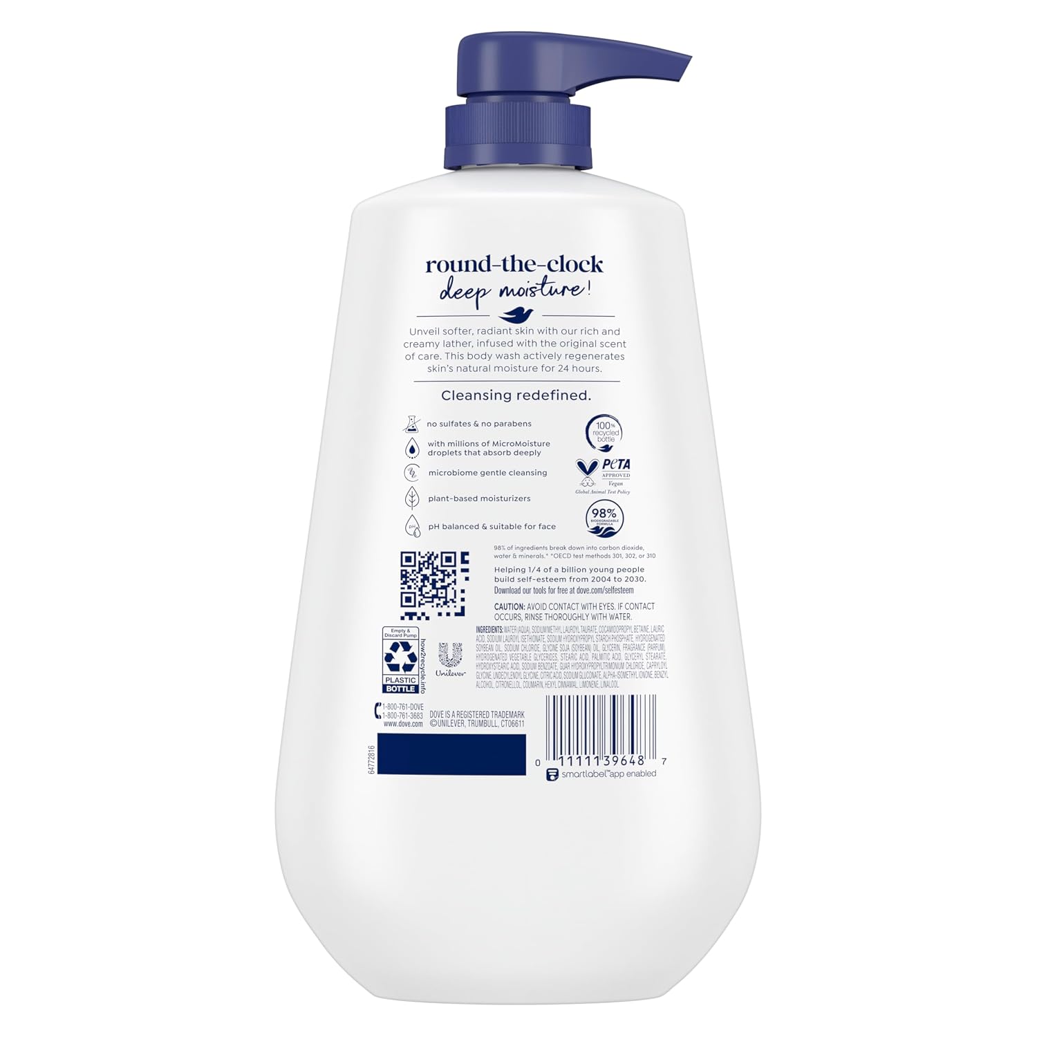 Dove Deep Moisture Body Wash, 30.6 oz Pump, Sulfate Free - Image 3
