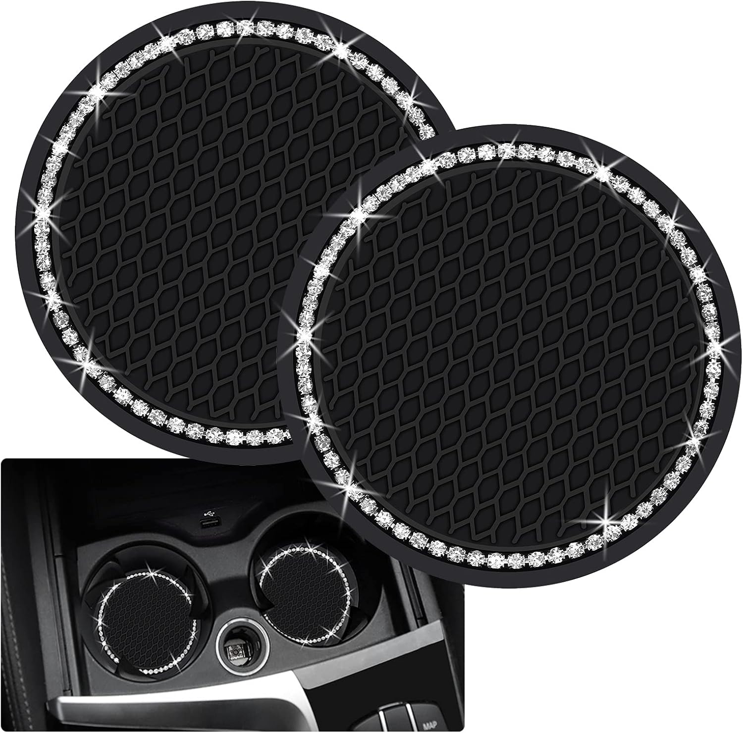 2PCS Bling Car Cup Coaster, 2.75 In...
