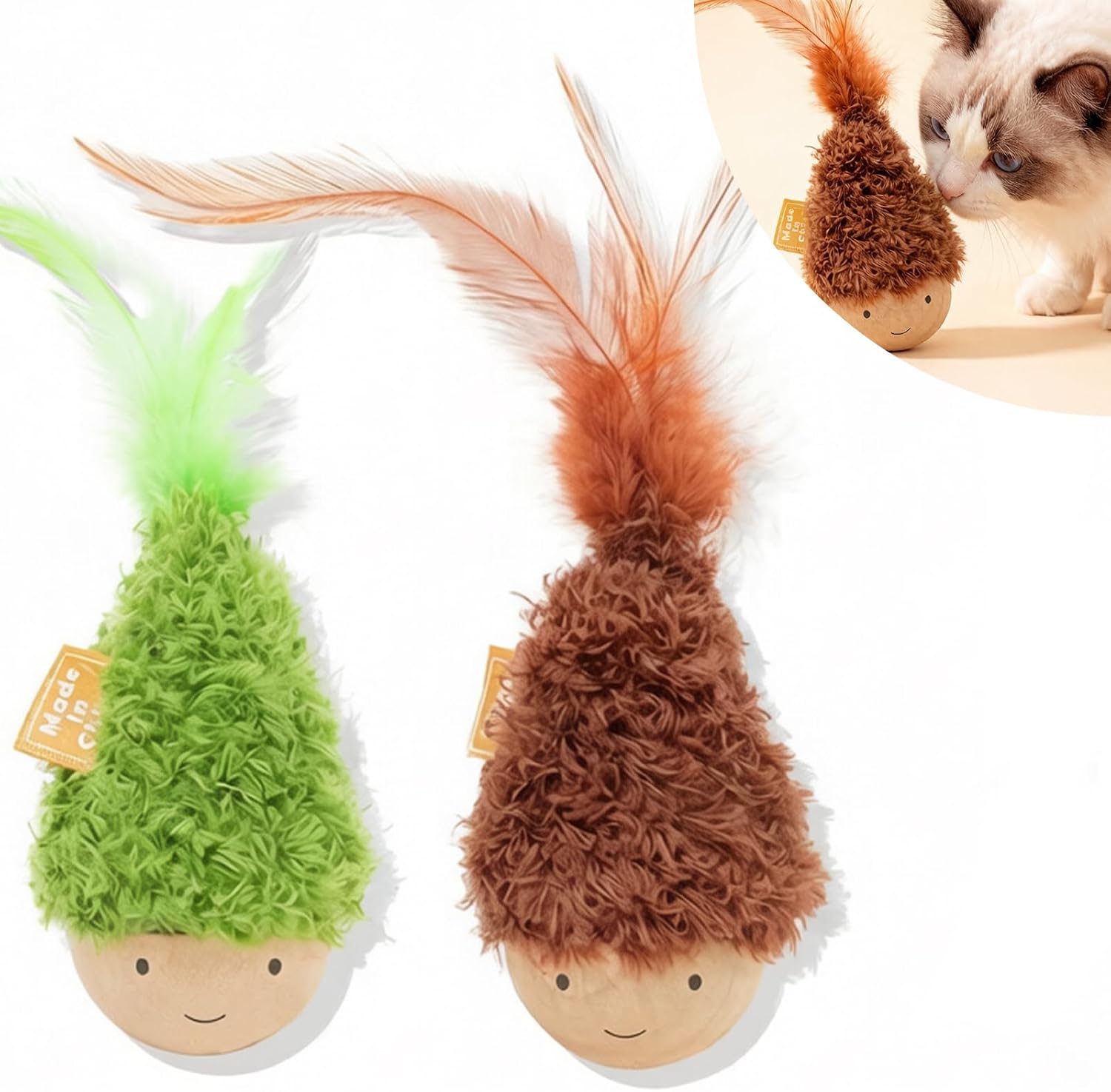 Yuzi 2 Packs Solid Wood Wobbler Cat...