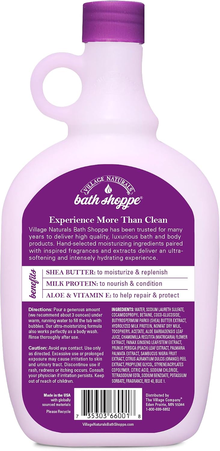 Village Naturals Bath Shoppe Moisturizing Lavender Chamomile Milk Bath - Hydrates Skin - Made with Shea Butter and Vitamin E (Pack of 2 Bottles, 28 fl oz Each) - Image 2