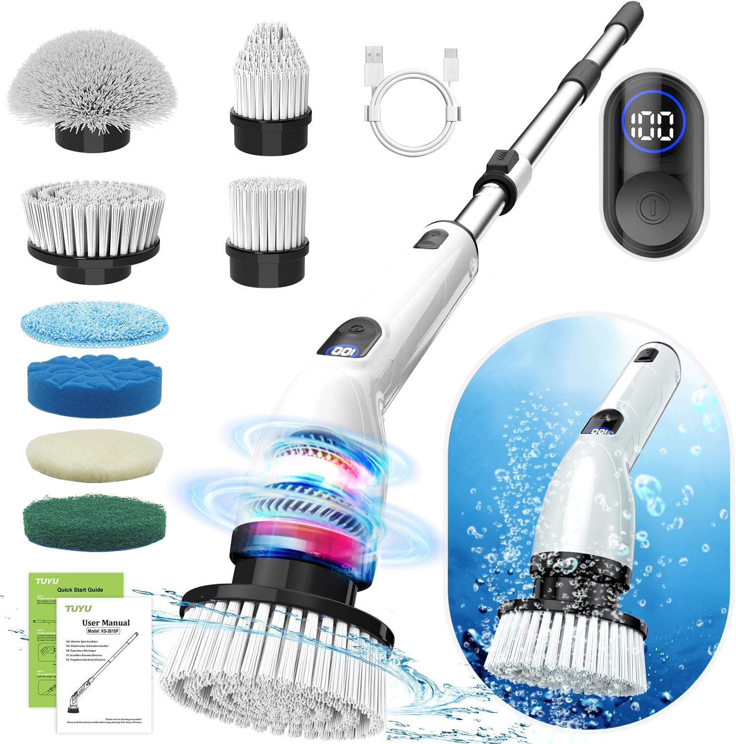 TUYU Electric Spin Scrubber,8 Repla...
