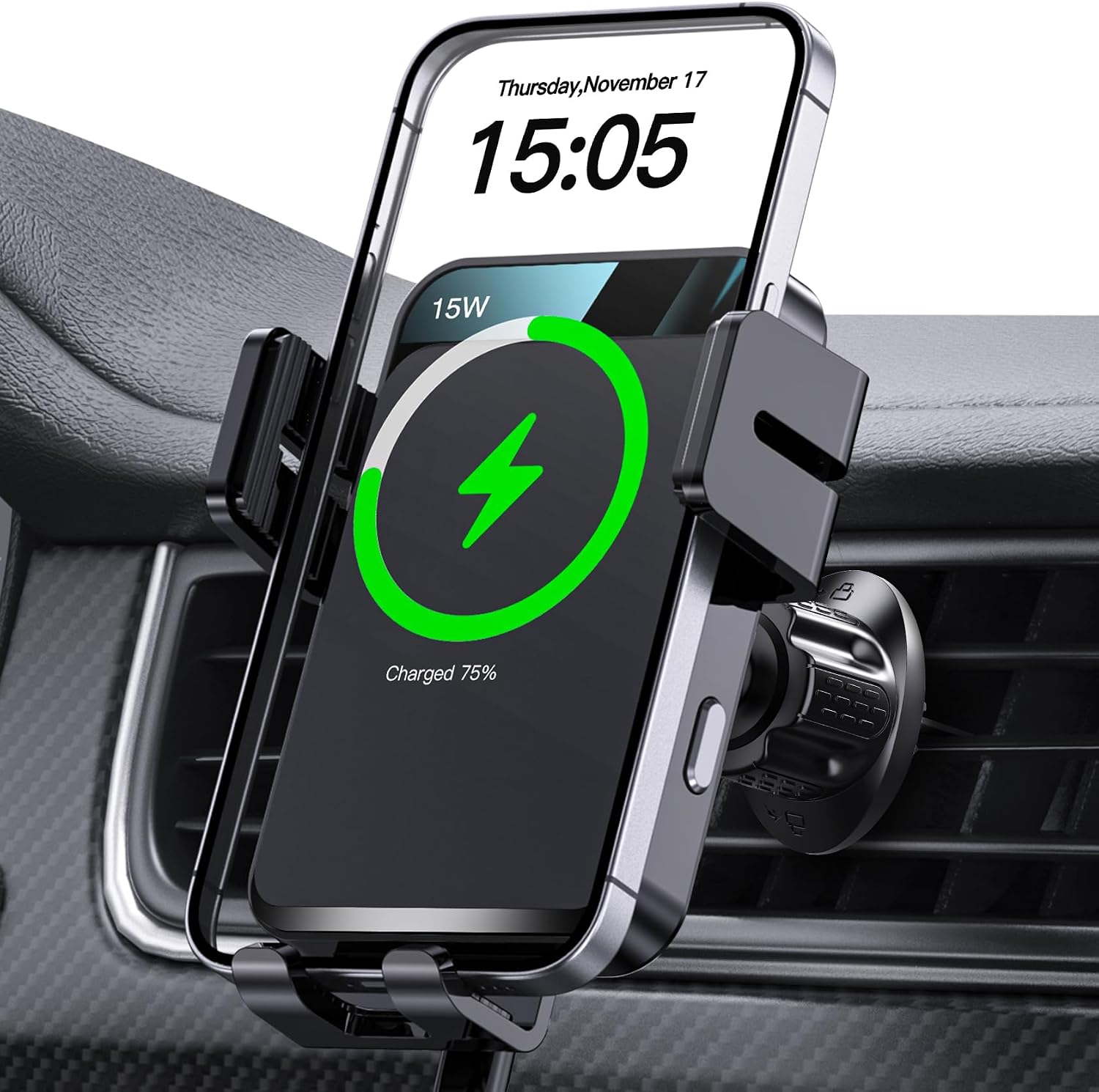 Wireless Car Charger Auto-Clamping Air Vent Car Mount 15W Fast Charging