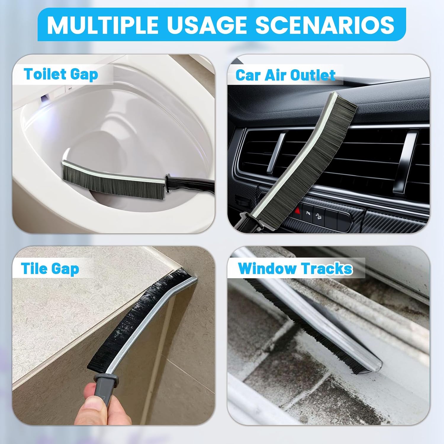 16Pcs Crevice Cleaning Brush Set, Hard Bristle Scrub Brushes for Gaps - Image 2