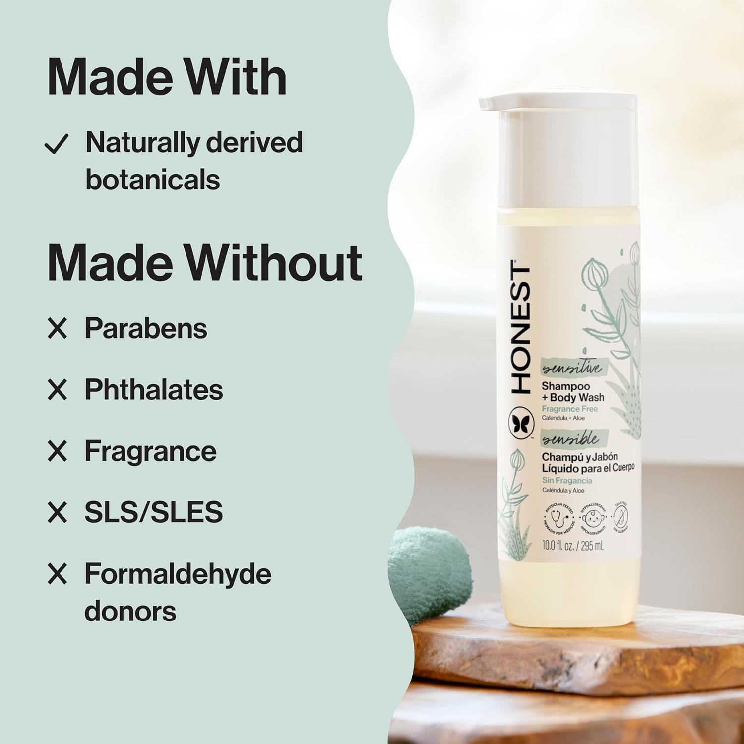 The Honest Company Shampoo & Body Wash, Tear-Free, Fragrance-Free, 10 fl oz - Image 4